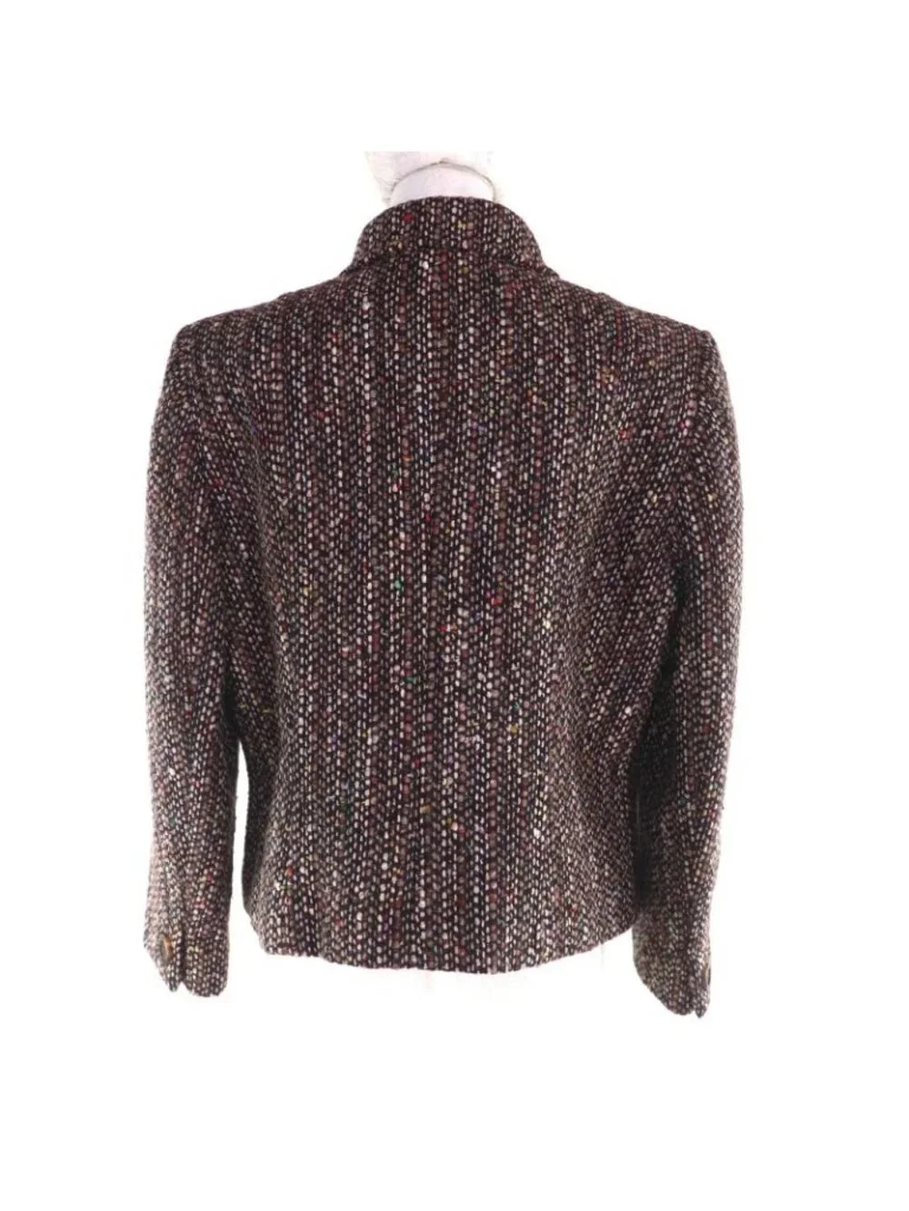 Celine Vintage Wool Blend Tweed Jacket With Logo Buttons Outerwear Brownish 44 - Picture 3 of 14